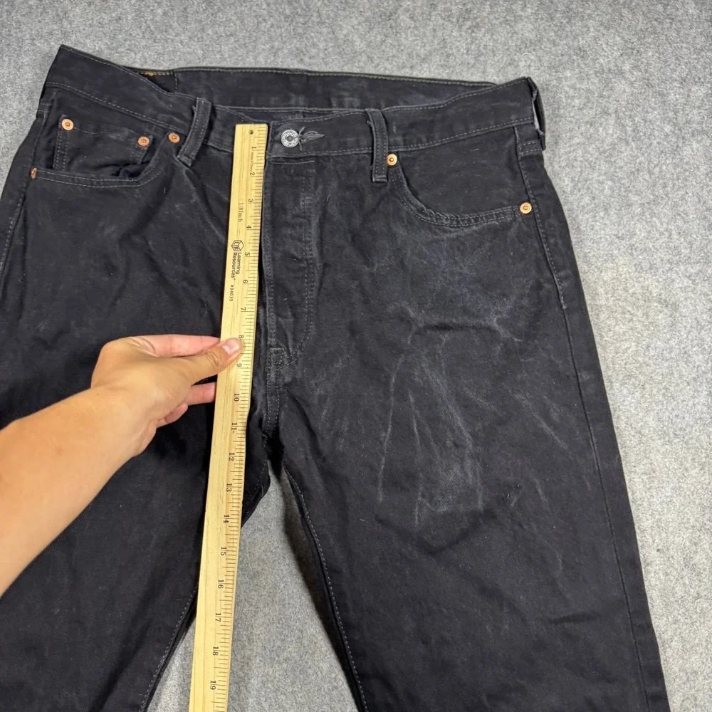 Levis 501 Original Fit Mens Black Straight Leg Button Fly Jeans 36x30 Faded Work